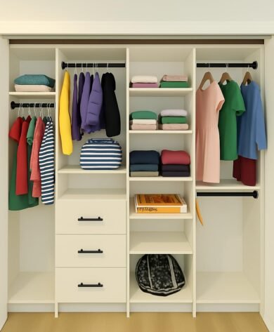 Drawers for storage.